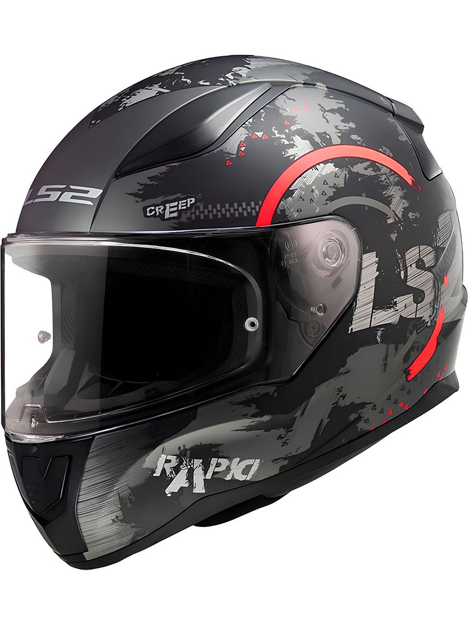 LS2 RAPID 2 CIRCLE KAPALI KASK MAT SİYAH - KIRMIZI